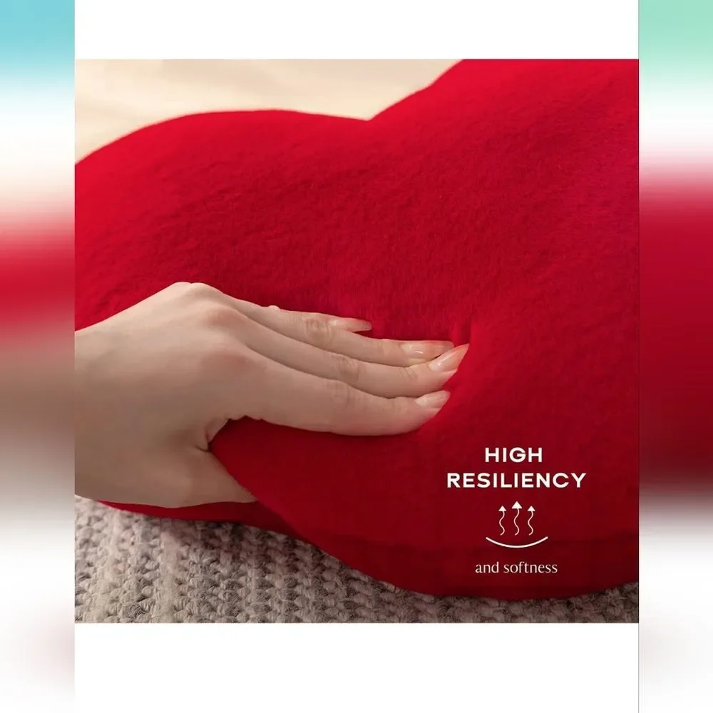 Red ❤️ Heart Shaped Faux Fur Throw Pillow Amazing Pillow! Soft and Plush